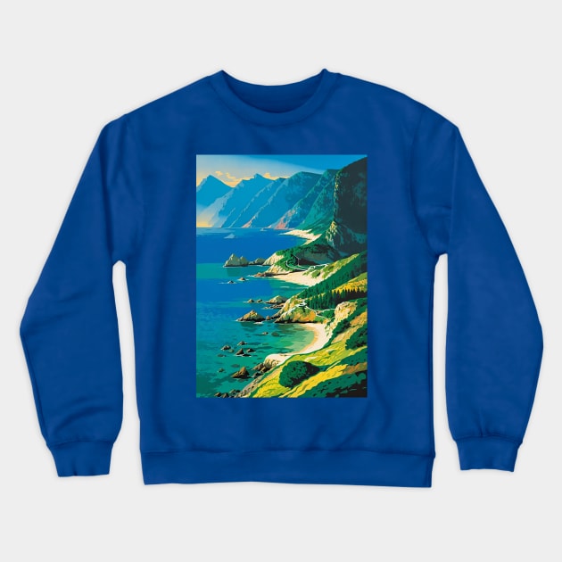 Bird's Eye View of a Coast in the Western US Crewneck Sweatshirt by CursedContent